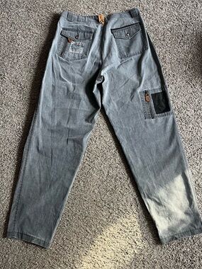 Vintage Faded Glory Cargo Aviation Pants Men 33x32 Y2K Baggy Skate Punk Gray